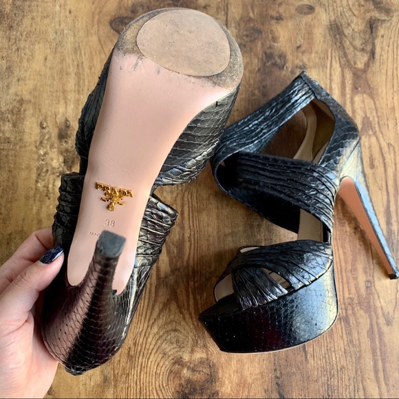 Prada Python Leather Platform Heels - Picture 8 of 16